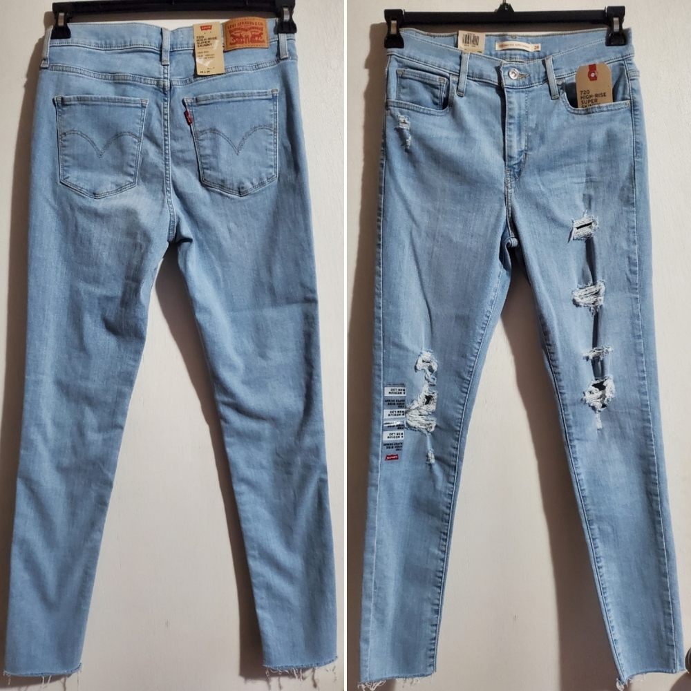 💖 LEVI'S 720 High Rise Super Skinny Ripped Jeans - Picture 7 of 14